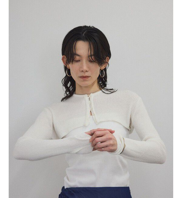 SALON adam et rope'「【WEB限定】ループヤーンリブショートカーディガン/ボレロ［セットアップ対応］」|カーディガン|オフホワイト(15)
