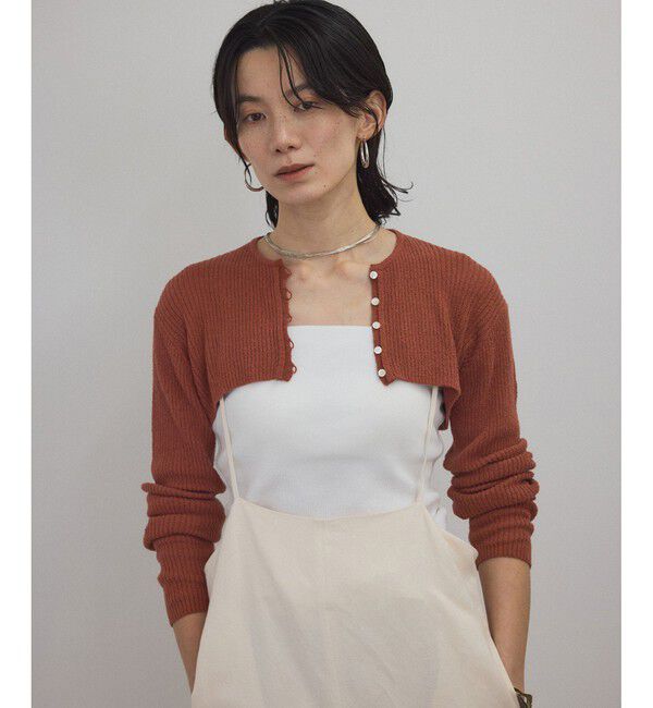 SALON adam et rope'「【WEB限定】ループヤーンリブショートカーディガン/ボレロ［セットアップ対応］」|カーディガン|レンガ系(76)