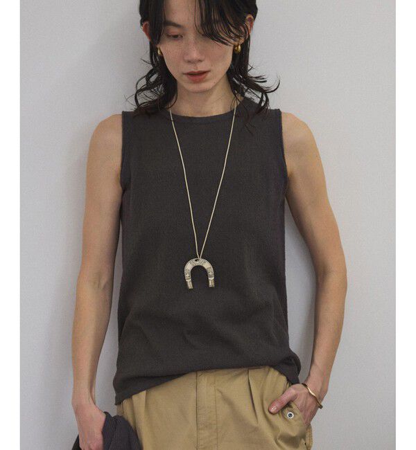 SALON adam et rope'「【WEB限定】ループヤーンノースリーブニットプルオーバー」|タンクトップ|チャコール