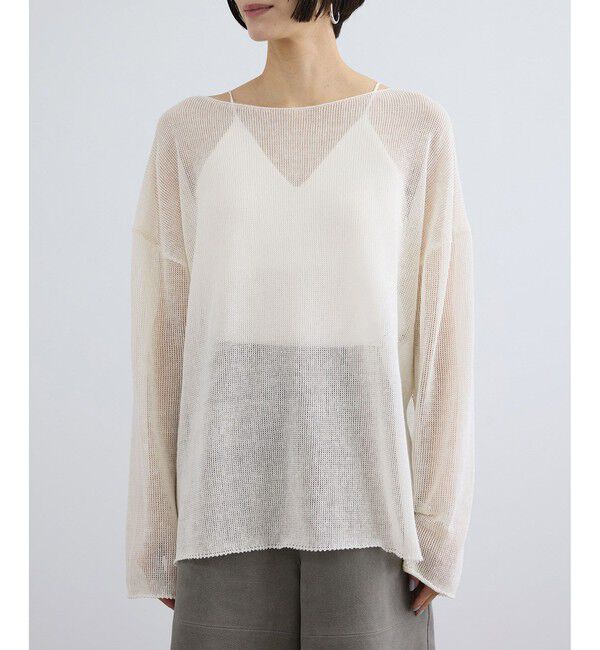 SALON adam et rope'「オーガニックリネンシアーボートネックプルオーバー」|ニット・セーター|