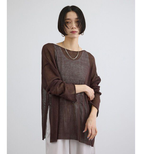 SALON adam et rope'「オーガニックリネンシアーボートネックプルオーバー」|ニット・セーター|