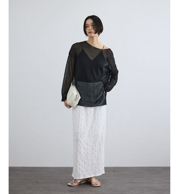 SALON adam et rope'「オーガニックリネンシアーボートネックプルオーバー」|ニット・セーター|