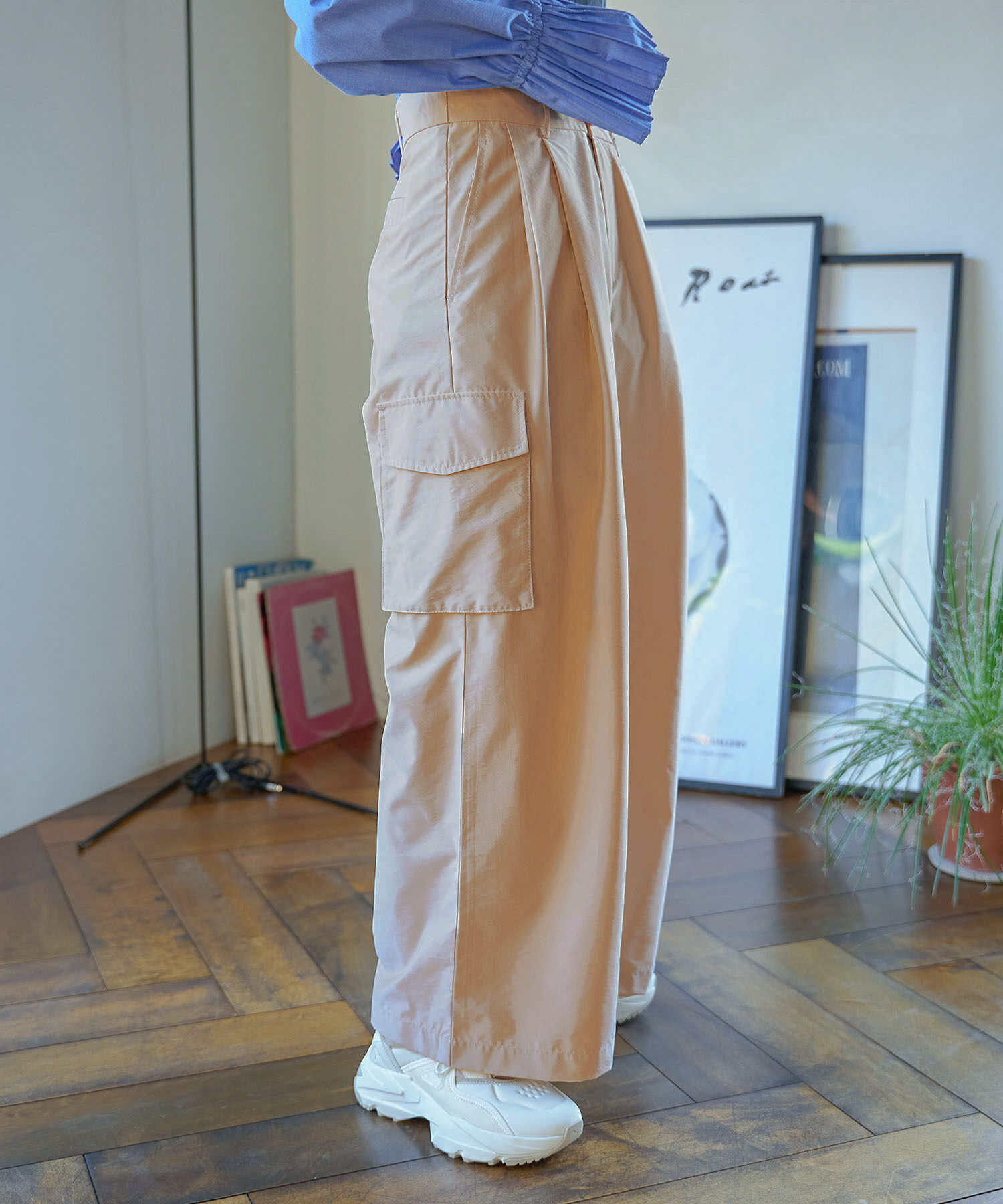 VIS「【セットアップ対応】タックギャザーワイドカーゴパンツ」|カーゴ|