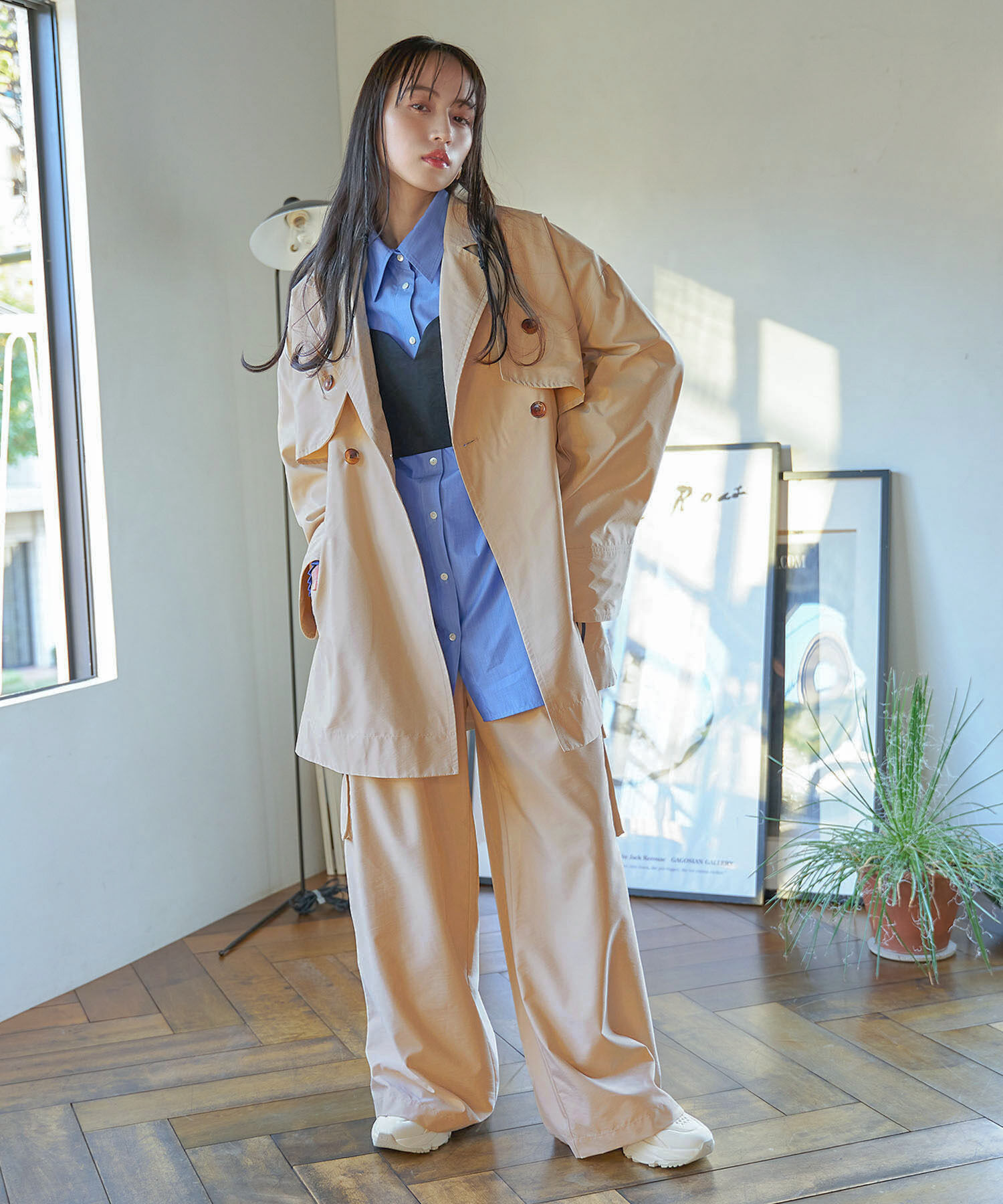 VIS「【セットアップ対応】タックギャザーワイドカーゴパンツ」|カーゴ|