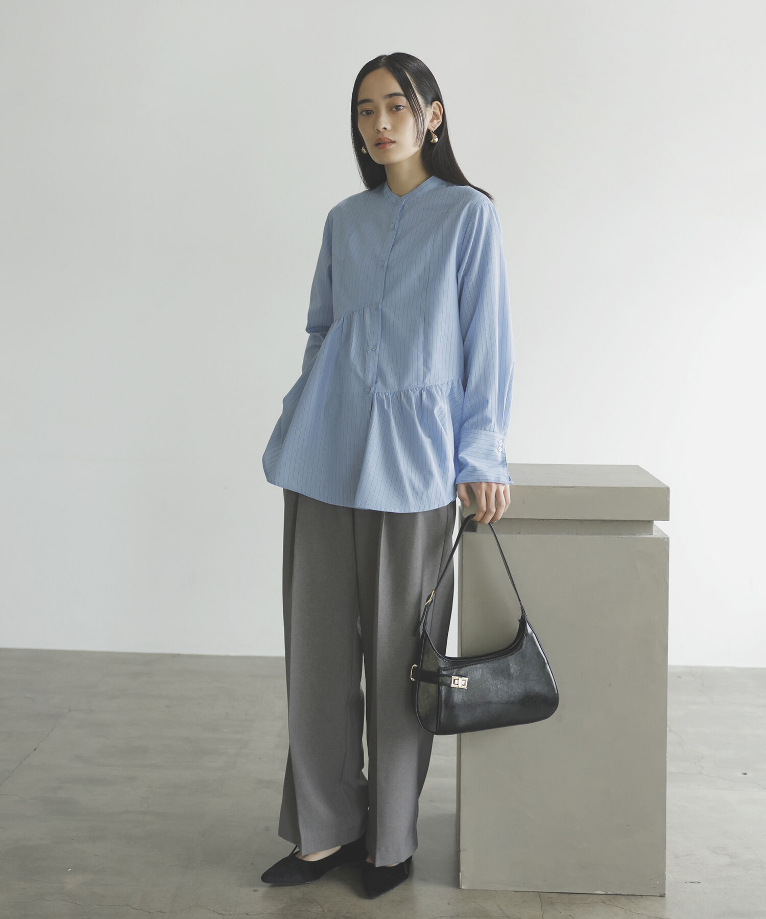 VIS「【新色追加】【美easy】ウーリッシュ2タックワイド/スラックスパンツ【洗える】」|スラックス|