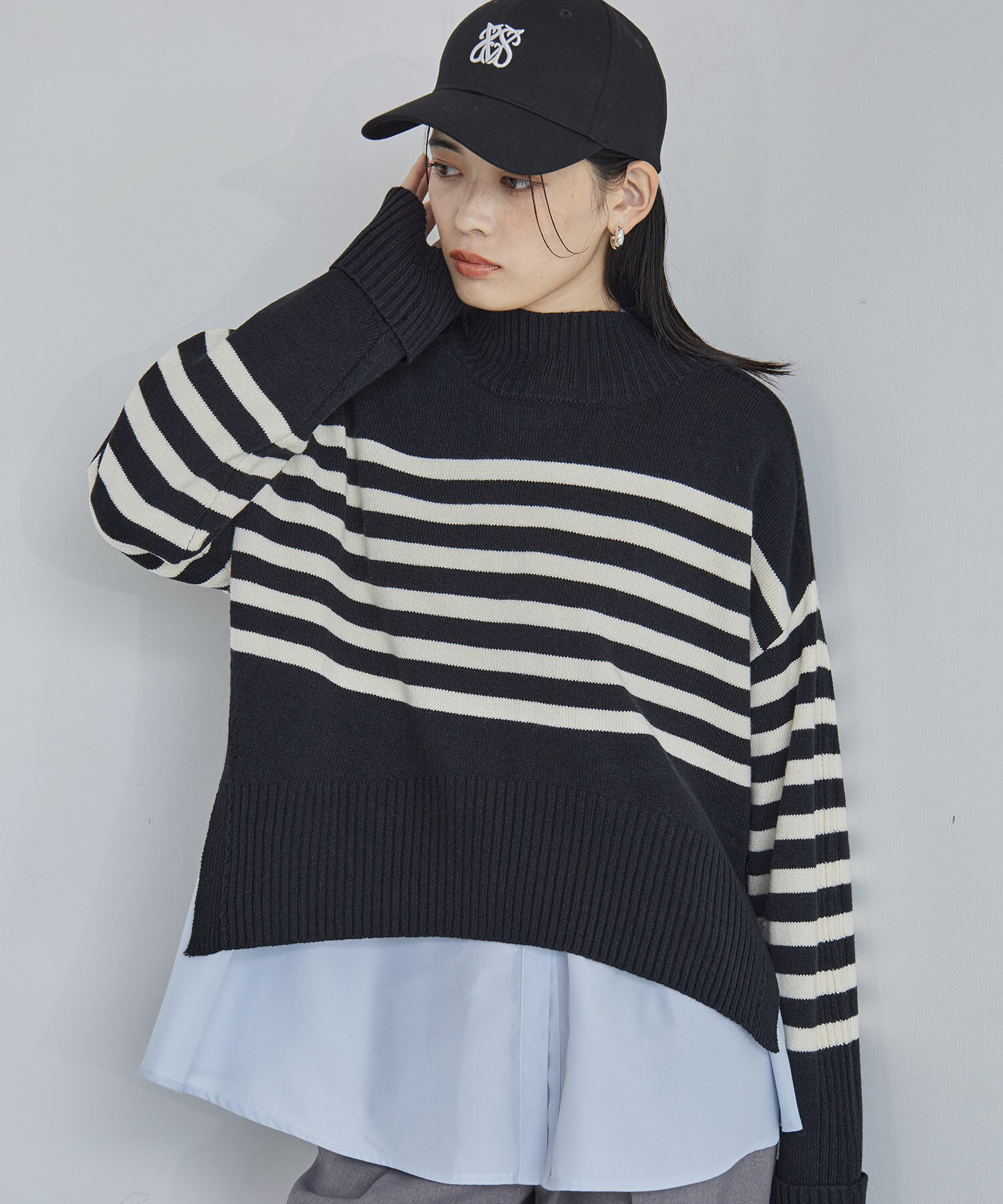 VIS「【アンチピリング/洗える】サイドスリットニットプルオーバー【WEB限定カラー】」|ニット・セーター|