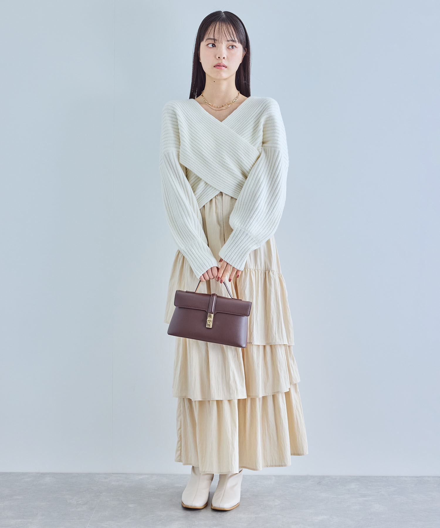 VIS「ふんわりカシュクールニットプルオーバー」|ニット・セーター|