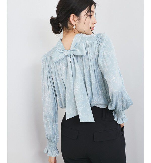 VIS「【前後2WAY】割繊ボウタイブラウス【洗える】」|シャツ・ブラウス|サックス(48)