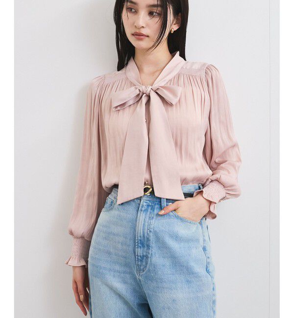 VIS「【前後2WAY】割繊ボウタイブラウス【洗える】」|シャツ・ブラウス|