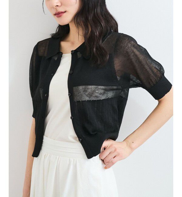 VIS「【WEB限定】シアーボーダーサマーポロニット」|ニット・セーター|