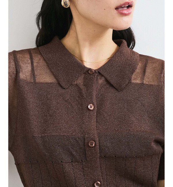 VIS「【WEB限定】シアーボーダーサマーポロニット」|ニット・セーター|