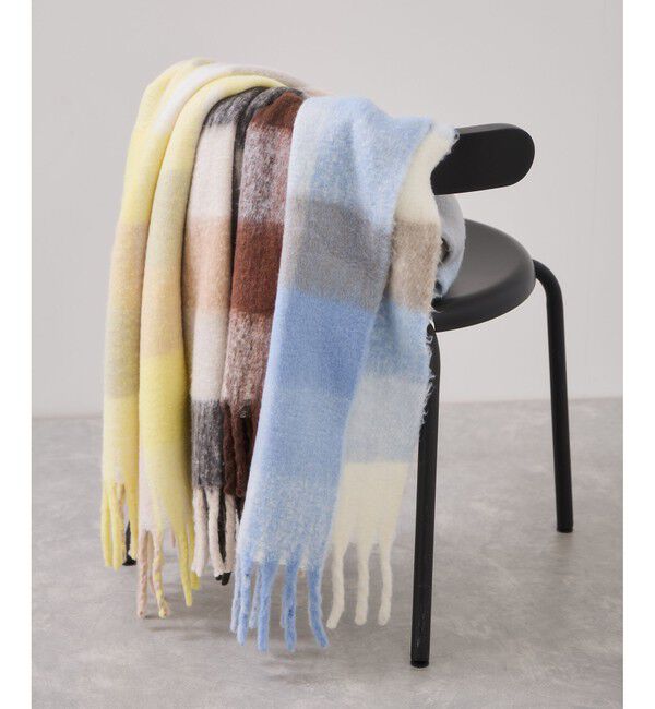 VIS「ふわふわフリンジチェックマフラー/静電気防止」|マフラー|