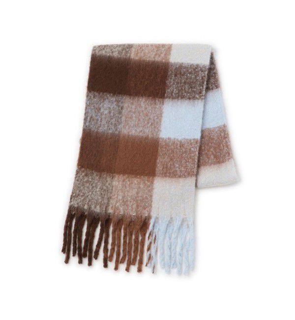 VIS「ふわふわフリンジチェックマフラー/静電気防止」|マフラー|