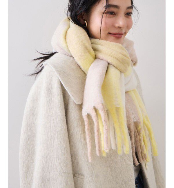 VIS「ふわふわフリンジチェックマフラー/静電気防止」|マフラー|