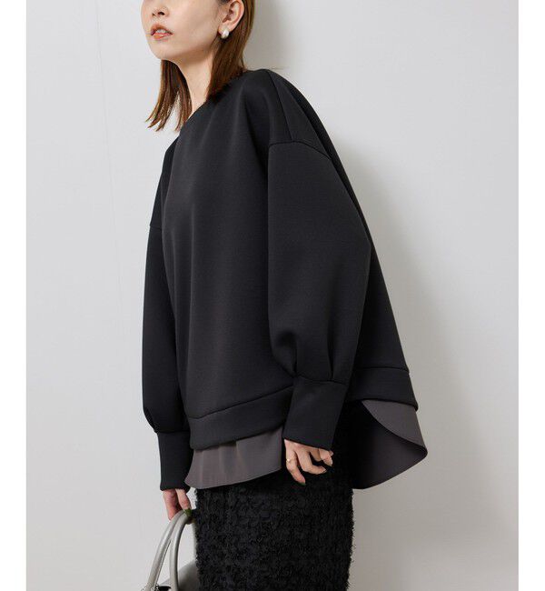 Rope&rsquo;Picnic「カルゼダンボールレイヤードプルオーバー」|Tシャツ・カットソー|チャコール(06)