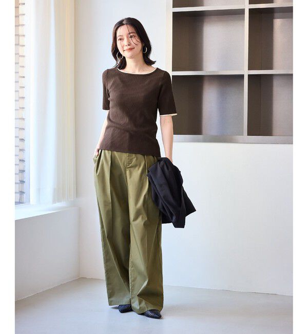 Rope&rsquo;Picnic「シャーベットニット リブハーフスリーブニット/UVケア」|ニット・セーター|