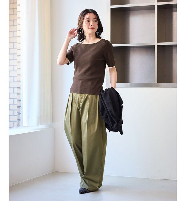 Rope&rsquo;Picnic「シャーベットニット リブハーフスリーブニット/UVケア」|ニット・セーター|