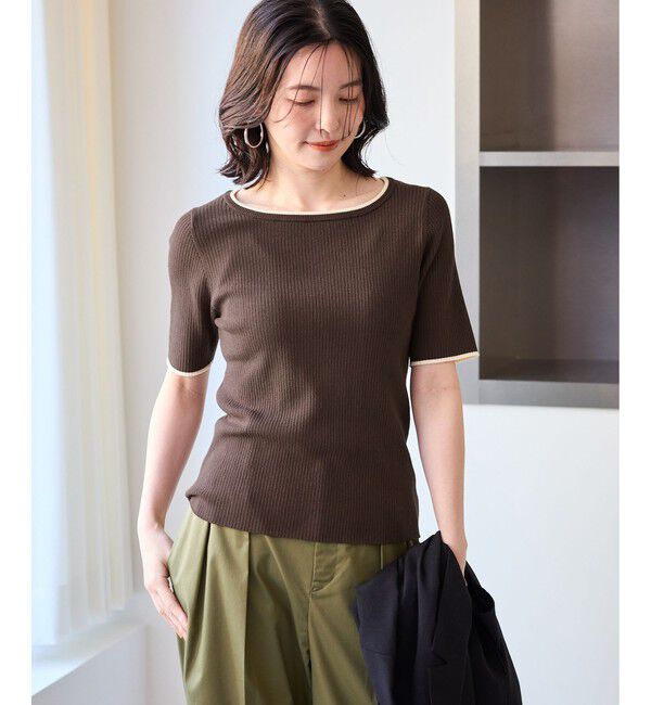 Rope&rsquo;Picnic「シャーベットニット リブハーフスリーブニット/UVケア」|ニット・セーター|