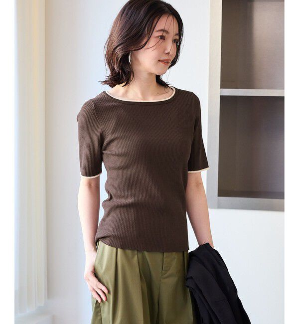 Rope&rsquo;Picnic「シャーベットニット リブハーフスリーブニット/UVケア」|ニット・セーター|