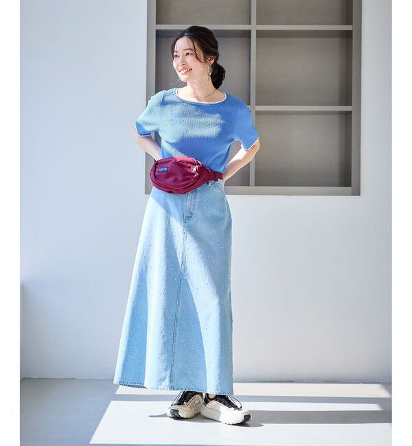 Rope&rsquo;Picnic「シャーベットニット リブハーフスリーブニット/UVケア」|ニット・セーター|