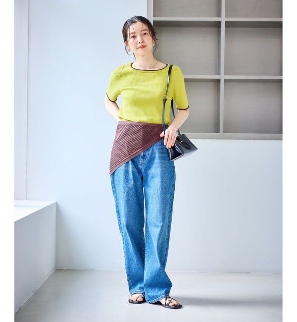 Rope&rsquo;Picnic「シャーベットニット リブハーフスリーブニット/UVケア」|ニット・セーター|