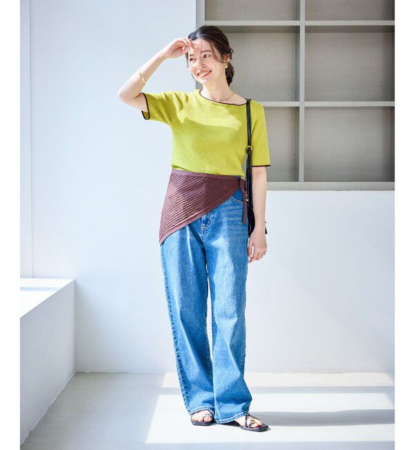 Rope&rsquo;Picnic「シャーベットニット リブハーフスリーブニット/UVケア」|ニット・セーター|