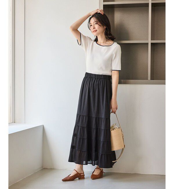 Rope&rsquo;Picnic「シャーベットニット リブハーフスリーブニット/UVケア」|ニット・セーター|