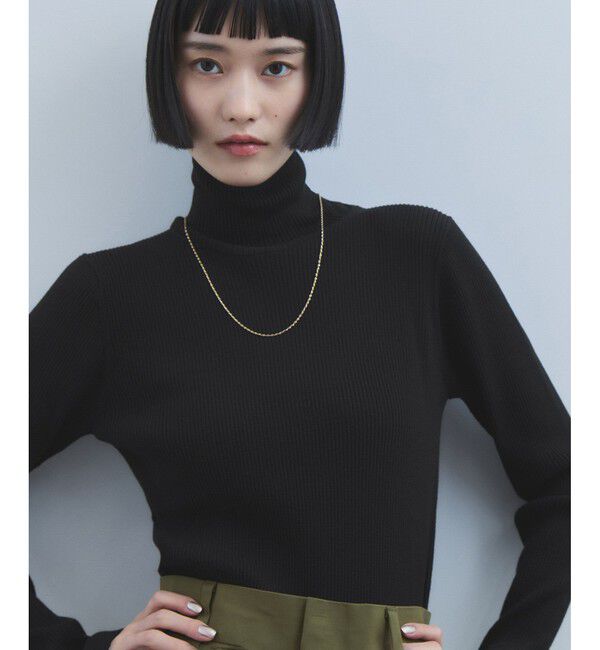 ADAM ET ROPE'「【WEB限定】・【サステナブル】エコベロRIBタートル」|ニット・セーター|ブラック(01)