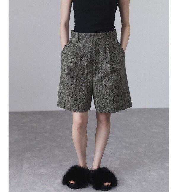 ADAM ET ROPE'「ツイード＆チェックショートパンツ」|チノ|グレー(07)