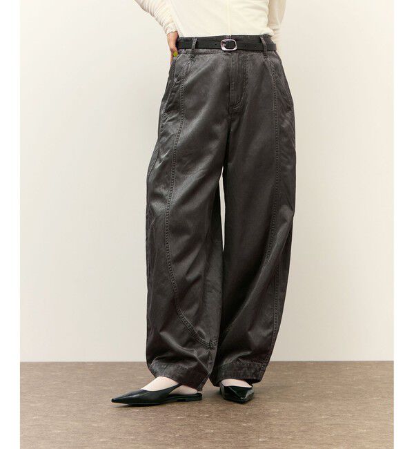 ADAM ET ROPE'「ピグメントダイエッグパンツ」|チノ|チャコール(06)