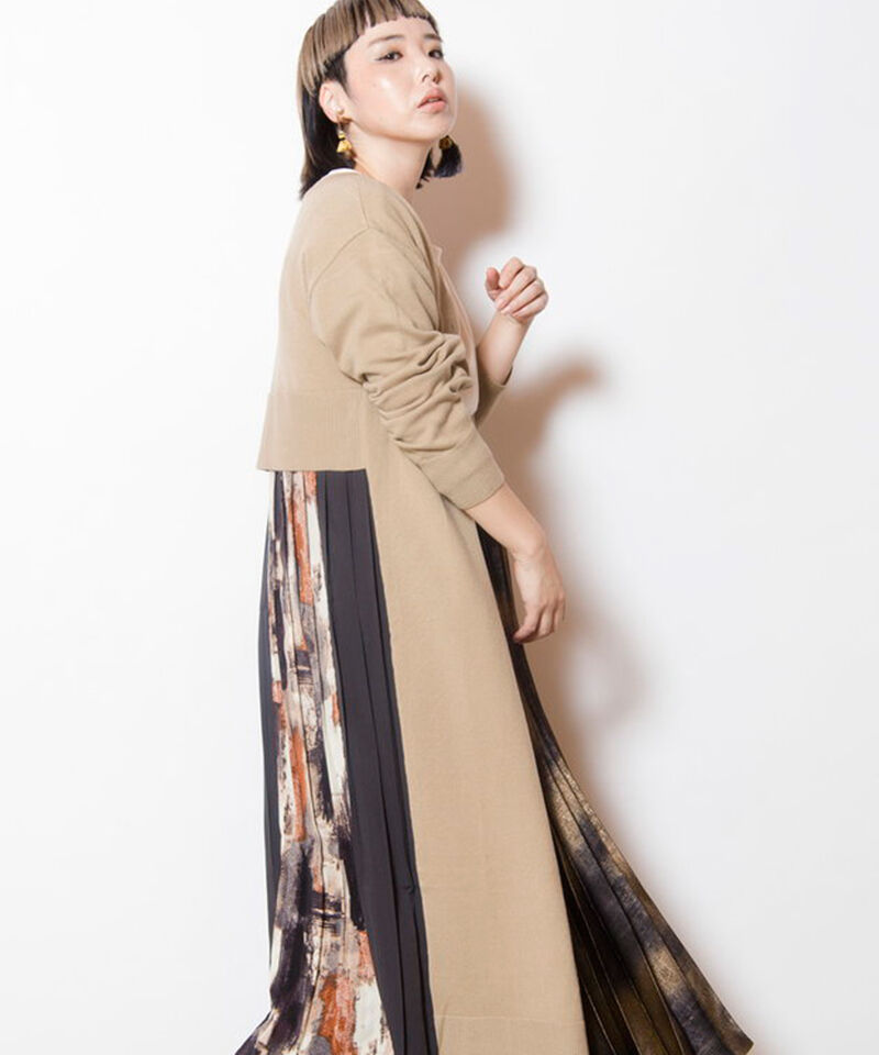  「2WAYバックプリーツニットカーディガン」|ワンピース|L.BEIGE