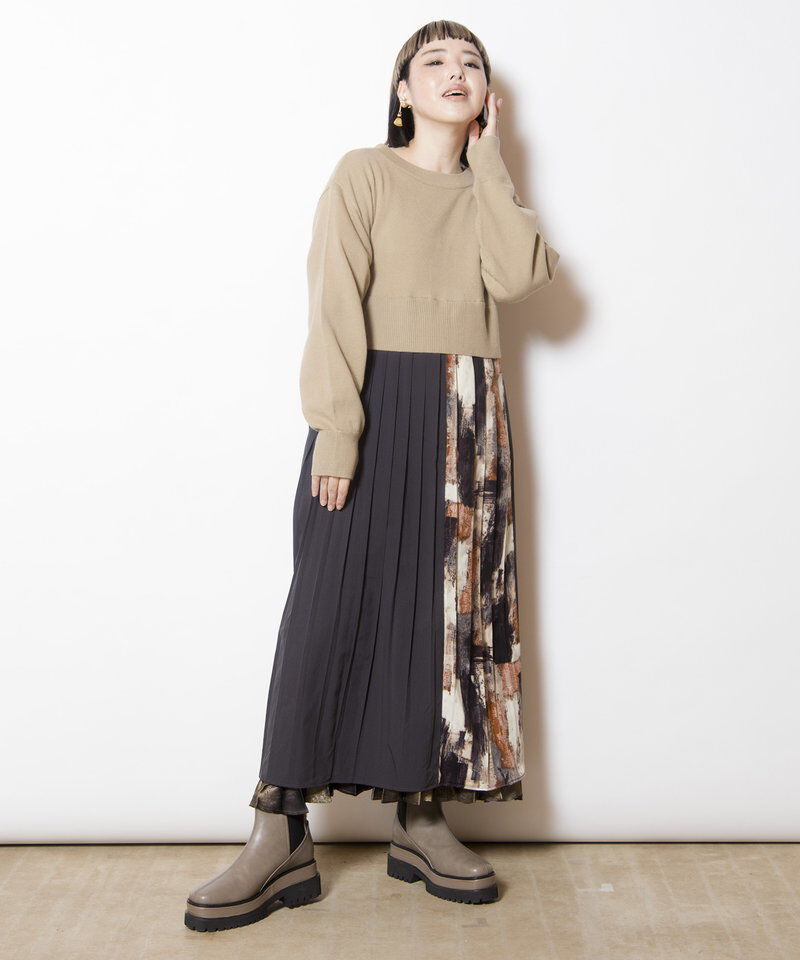  「2WAYバックプリーツニットカーディガン」|ワンピース|