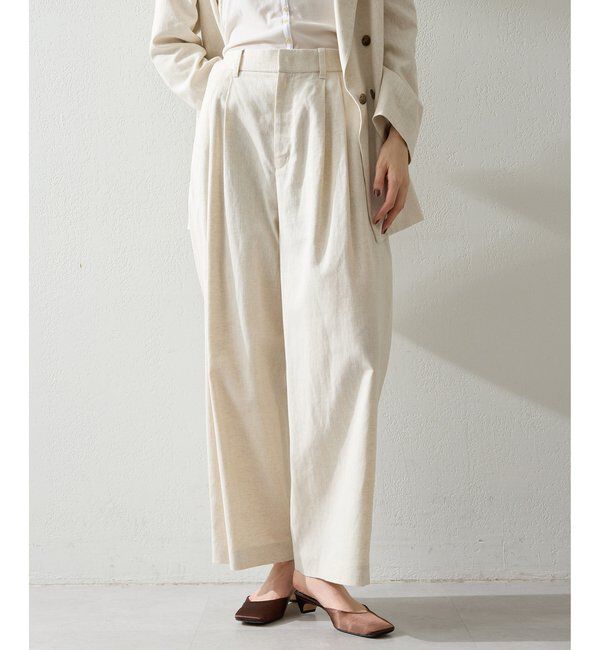 THE PAUSE「【THE PAUSE】コットンリネンタックパンツ」|チノ|ベージュ