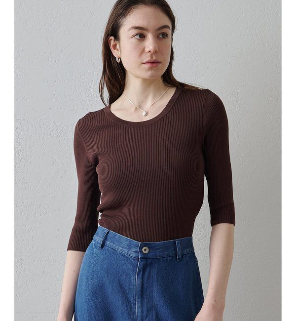 Drawing Numbers「【Drawing Numbers】リブハーフスリーブニット」|ニット・セーター|