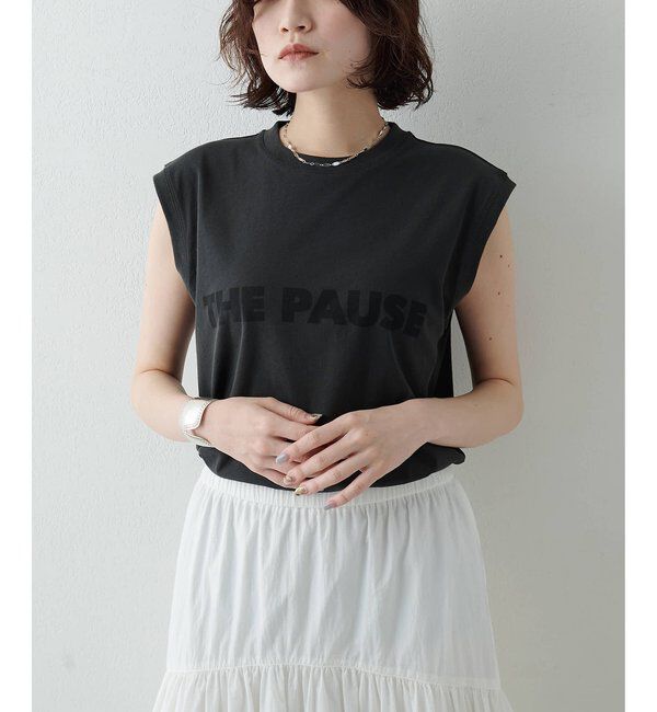 THE PAUSE「【THE PAUSE】THE PAUSE ノースリーブTEE」|Tシャツ・カットソー|チャコールグレー