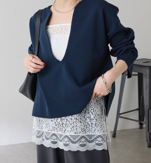  「《着映えアイテム》スカラップレースキャミソール」|キャミソール|