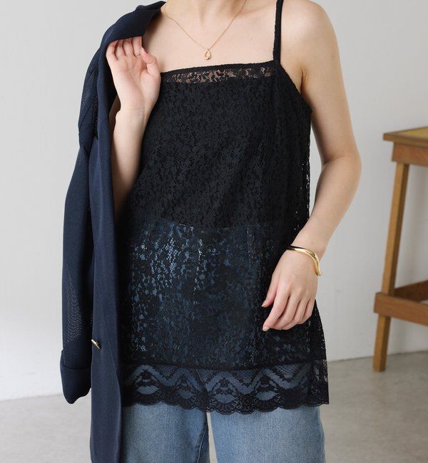  「《着映えアイテム》スカラップレースキャミソール」|キャミソール|