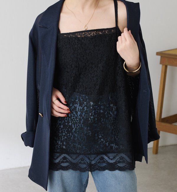  「《着映えアイテム》スカラップレースキャミソール」|キャミソール|