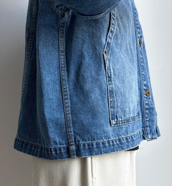  「【襟の取り外しが可能！】レザーカラーデニムジャケット」|ブルゾン・スタジャン|