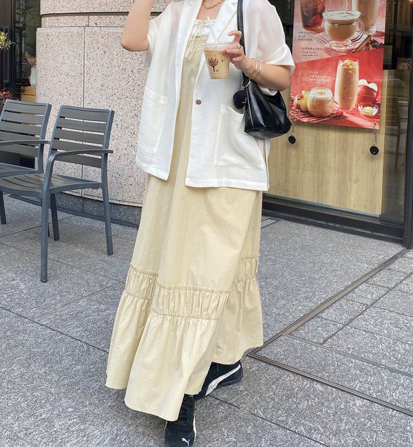  「【SAKURA企画】裾ギャザー切替キャミワンピース」|ワンピース|