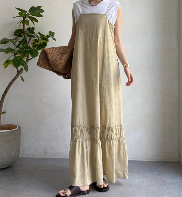  「【SAKURA企画】裾ギャザー切替キャミワンピース」|ワンピース|