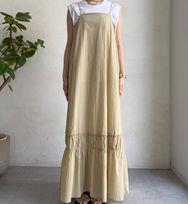  「【SAKURA企画】裾ギャザー切替キャミワンピース」|ワンピース|