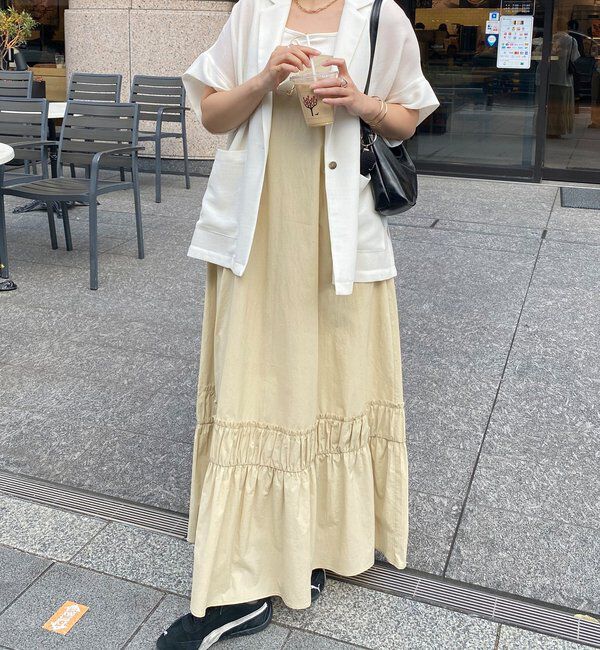  「【SAKURA企画】裾ギャザー切替キャミワンピース」|ワンピース|