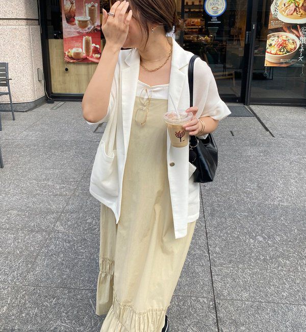  「【SAKURA企画】裾ギャザー切替キャミワンピース」|ワンピース|