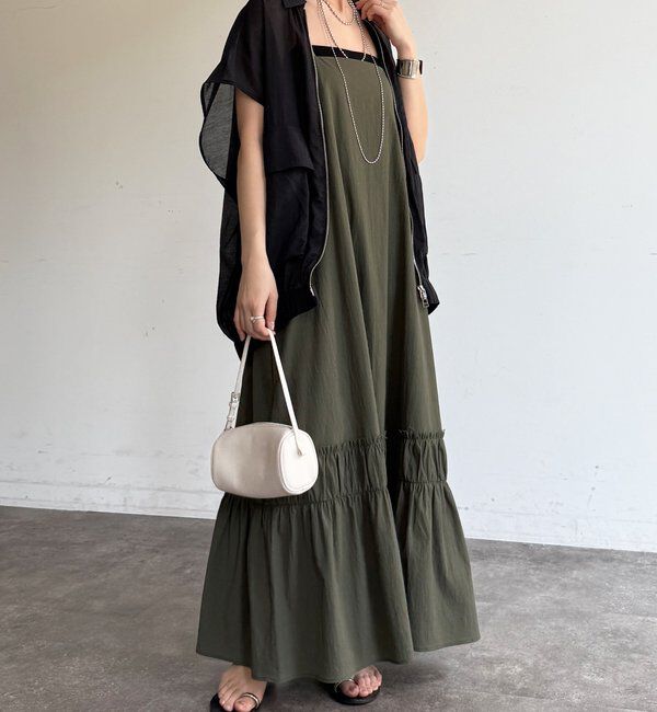  「【SAKURA企画】裾ギャザー切替キャミワンピース」|ワンピース|