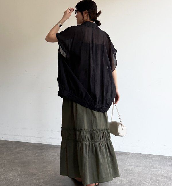  「【SAKURA企画】裾ギャザー切替キャミワンピース」|ワンピース|