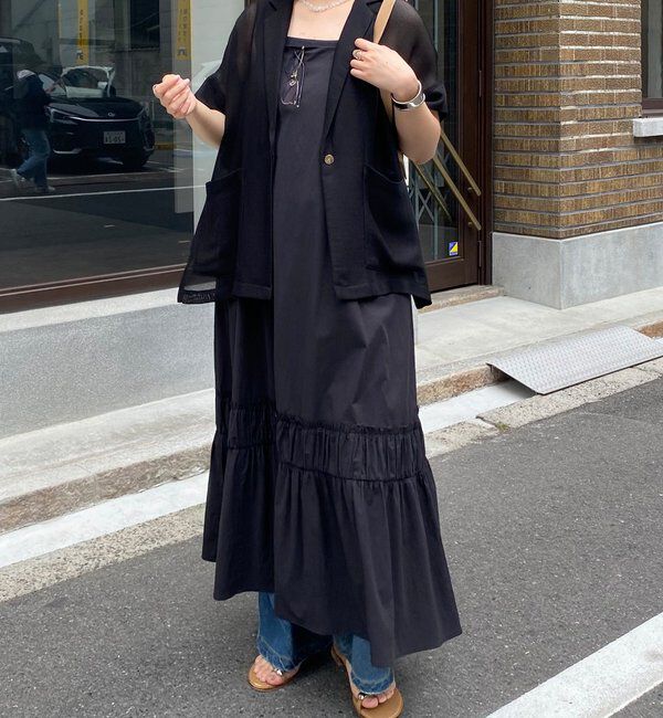  「【SAKURA企画】裾ギャザー切替キャミワンピース」|ワンピース|