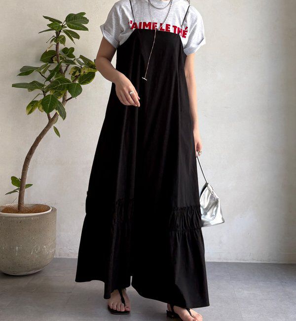  「【SAKURA企画】裾ギャザー切替キャミワンピース」|ワンピース|