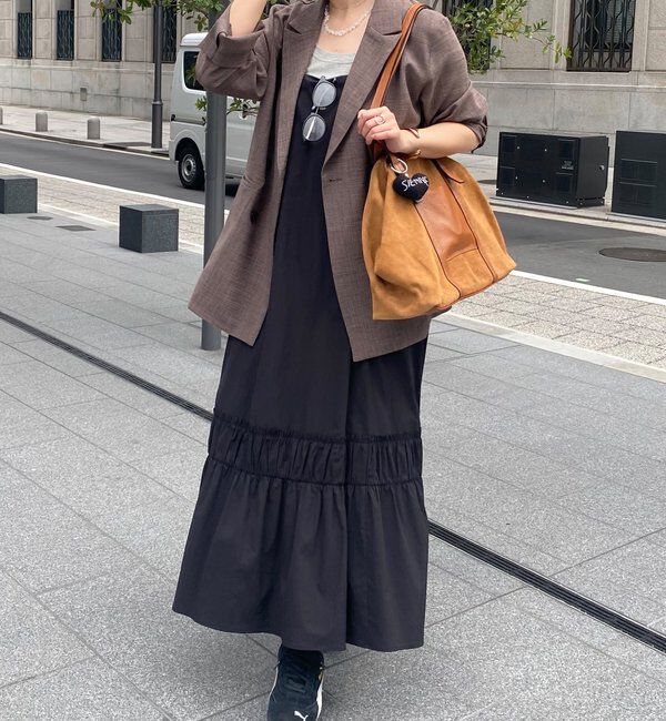  「【SAKURA企画】裾ギャザー切替キャミワンピース」|ワンピース|