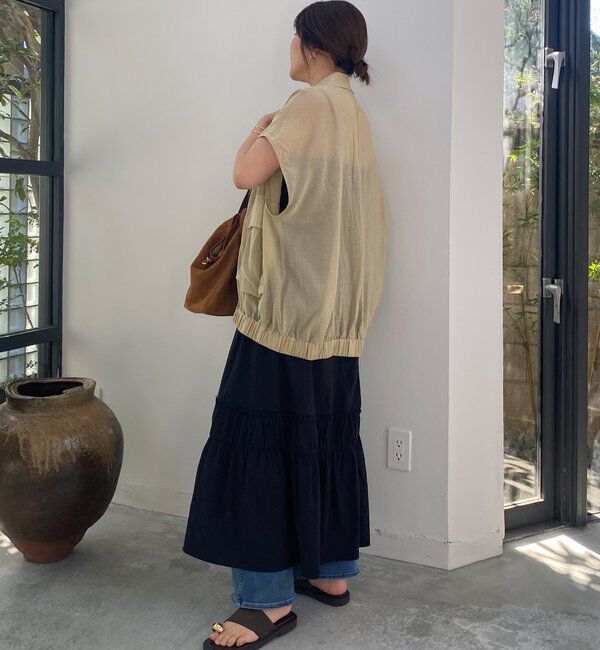  「【SAKURA企画】裾ギャザー切替キャミワンピース」|ワンピース|